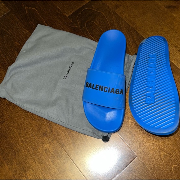Blue Balenciaga Slides main image 2